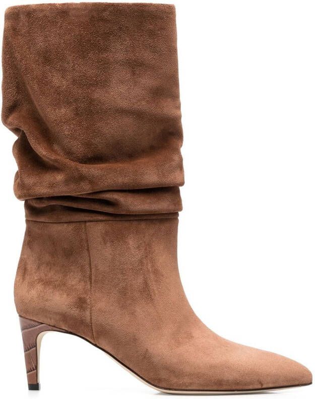 Paris Texas 60mm slouched suede boots Brown