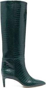 Paris Texas 75mm leather crocodile-embossed boots Green