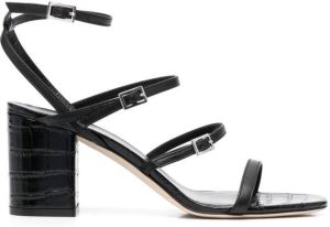 Paris Texas 80mm embossed strappy leather sandals Black