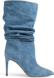 Paris Texas 85mm pointed-toe denim boots Blue
