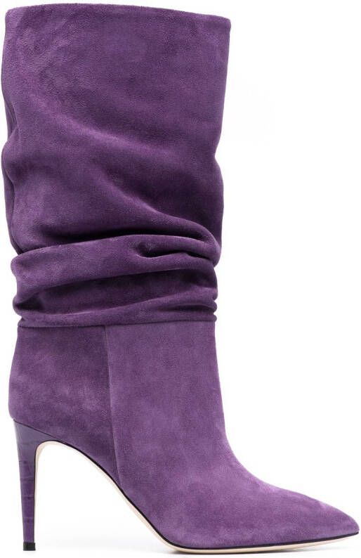 Paris Texas 85mm slouchy suede boots Purple