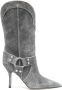 Paris Texas 95mm cracked-leather boots Grey - Thumbnail 1