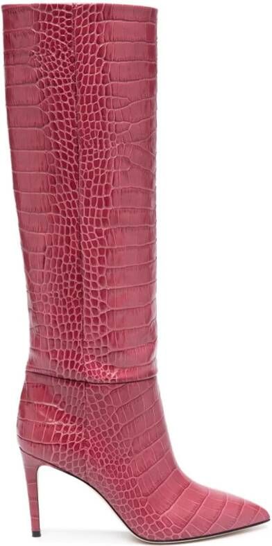 Paris Texas Coco 95mm crocodile-effect boots Red