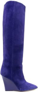 Paris Texas 95mm suede wedge-heel boots Purple