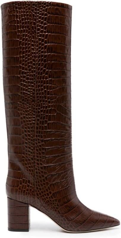 Paris Texas Anja 70mm crocodile-effect boots Brown
