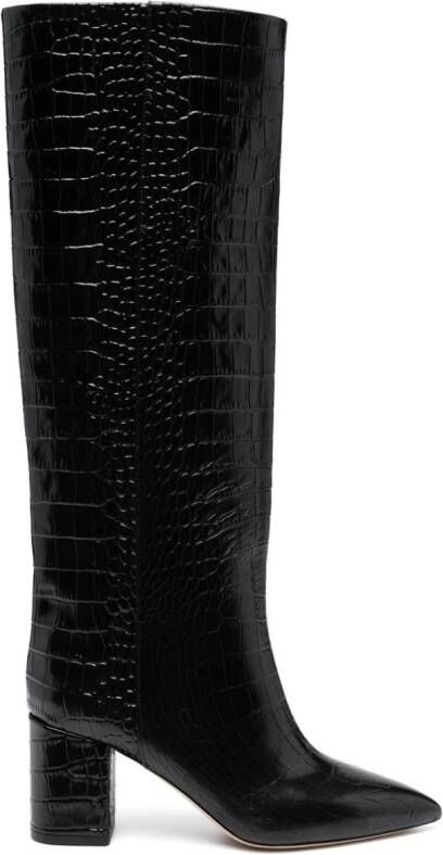 Paris Texas Anja 70mm crocodile-embossed boots Black