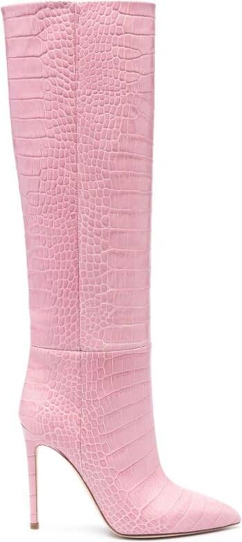 Paris Texas croc-effect knee-high boots Pink