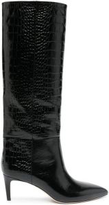 Paris Texas croc-embossed leather boots Black