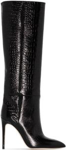 Paris Texas crocodile-effect 105mm knee-high boots Black