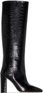 Paris Texas crocodile-effect knee-high boots Black