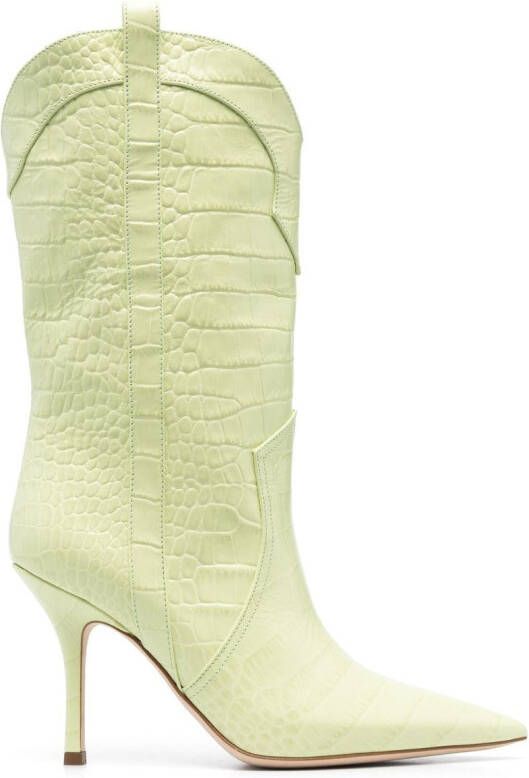 Paris Texas crocodile-embossed stiletto boots Green