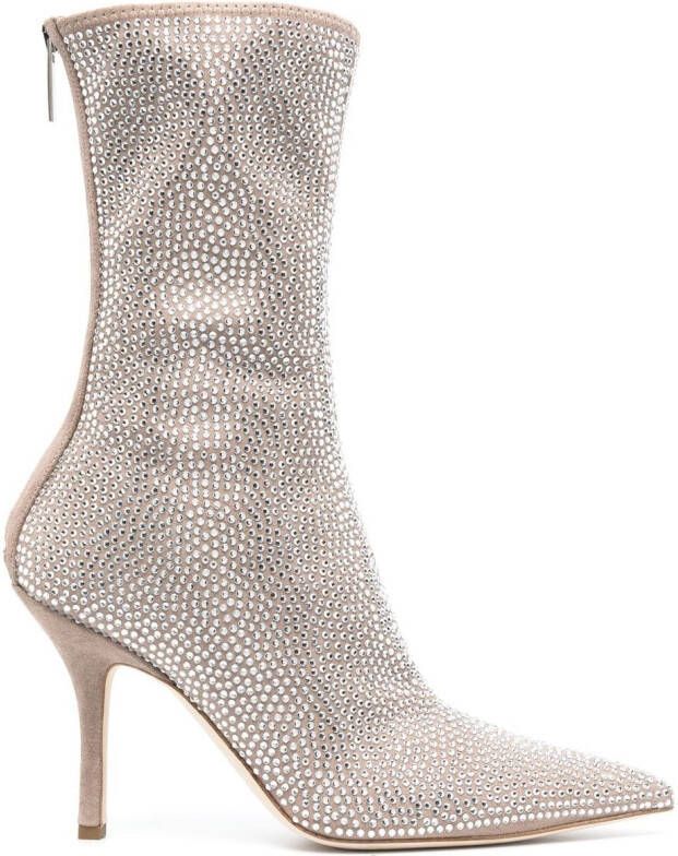 Paris Texas crystal-embellished 105mm pointed boots Neutrals