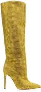 Paris Texas crystal-embellished knee-length boots Yellow