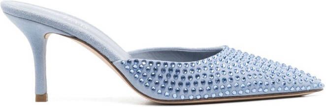 Paris Texas crystal-embellished leather mules Blue