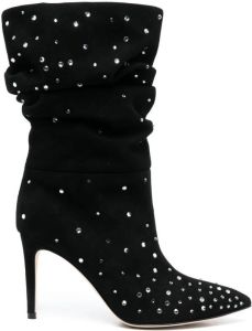 Paris Texas Holly 100mm crystal-embellished slouchy boots Black