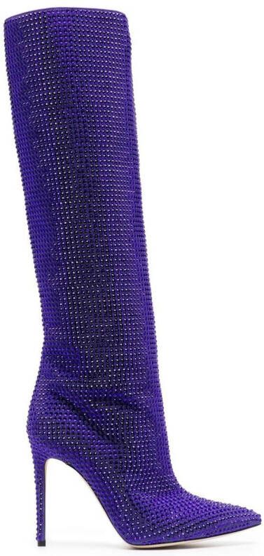 Paris Texas Holly crystal-embellished heeled boots Purple