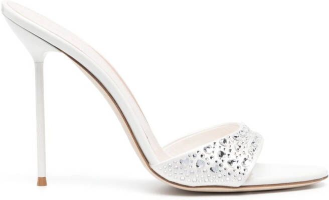 Paris Texas Holly Love Lidia 105mm crystal-embellished mules White