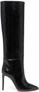 Paris Texas lizard skin-effect knee-high boots Black