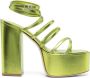 Paris Texas Melena 135mm metallic platform sandals Green - Thumbnail 1