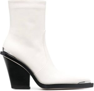 Paris Texas metallic-trim block-heel ankle boots White