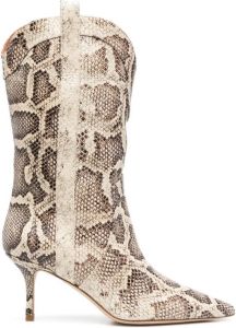 Paris Texas Paloma python-print western-panelled boots Neutrals