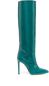 Paris Texas patent-effect 110mm knee boots Green