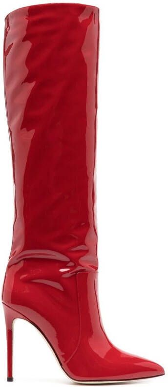 Paris Texas patent-effect 110mm knee boots Red