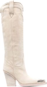 Paris Texas pointed 100mm suede boots White