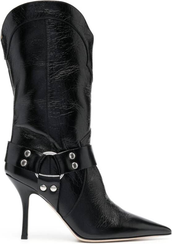 Paris Texas pointed-toe leather boots Black