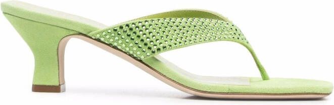 Paris Texas rhinestone-embellished leather sandals Green