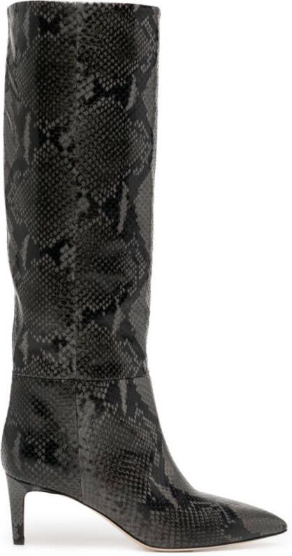 Paris Texas snake-print knee-high boots Grey