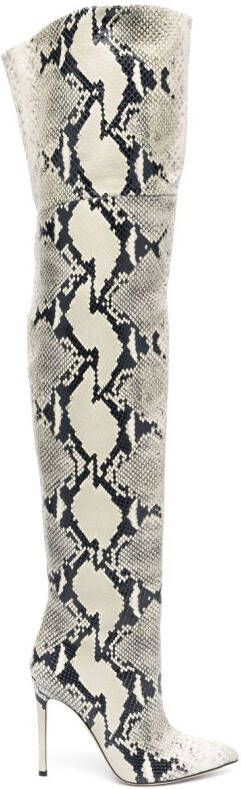 Paris Texas snakeskin-print 90mm pointed-toe leather boots Neutrals