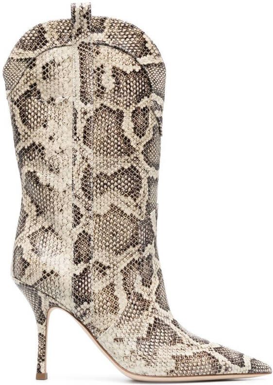 Paris Texas snakeskin-print leather boots Neutrals