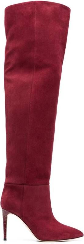 Paris Texas Stiletto 100mm thigh-length suede boots Red