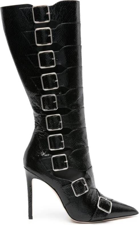 Paris Texas Tyra 100mm buckled leather boots Black