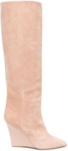 Paris Texas Wanda knee-high wedge boots Pink
