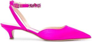 P.A.R.O.S.H. 50mm satin crystal-detail pumps Pink