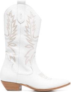 P.A.R.O.S.H. embroidered-design texan boots White