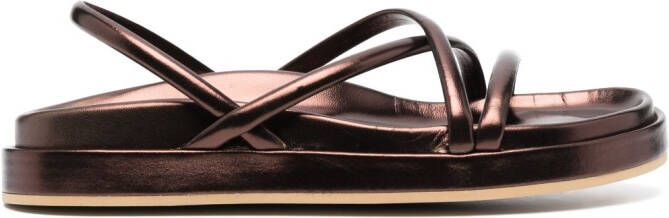 P.A.R.O.S.H. metallic-effect leather sandals Brown