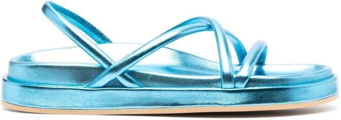 P.A.R.O.S.H. metallic-finish leather sandals Blue