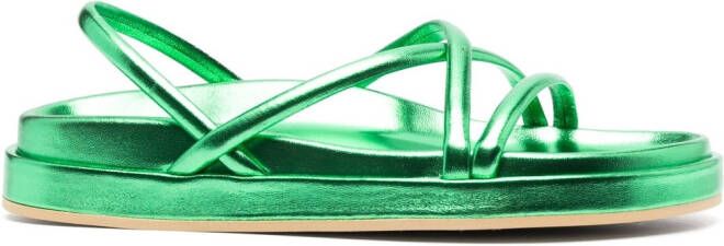 P.A.R.O.S.H. metallic-finish leather sandals Green