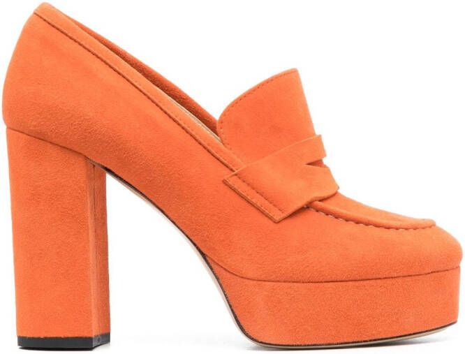 P.A.R.O.S.H. penny-slot 115mm suede platform sandals Orange