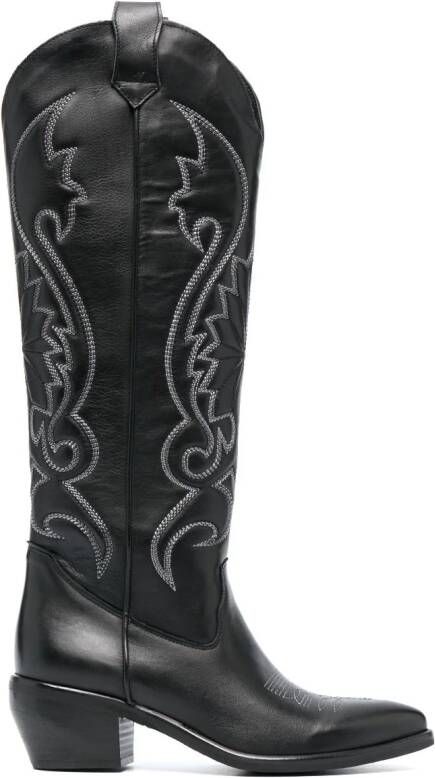 P.A.R.O.S.H. Western 60mm leather knee-high boots Black