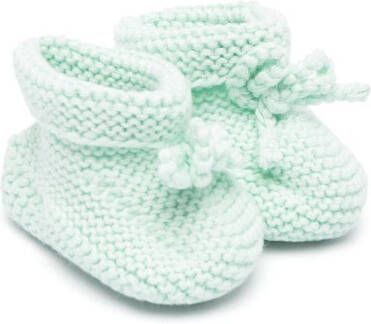 Patachou crochet-knit knot-detail crib shoes Green