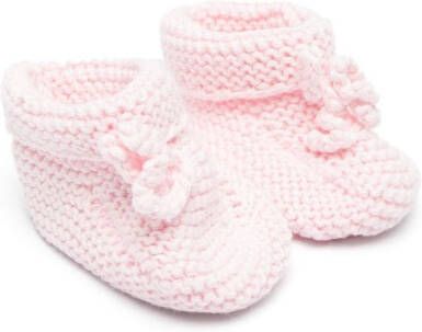 Patachou crochet-knit knot-detail crib shoes Pink