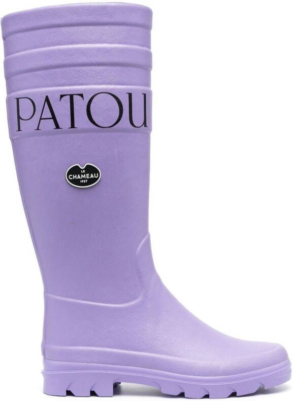Patou x Le Chameau logo print rain boots Purple