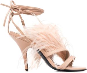 Patrizia Pepe 110mm feather-detail sandals Pink
