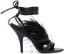 Patrizia Pepe 115mm ankle-tie leather sandals Black - Thumbnail 1