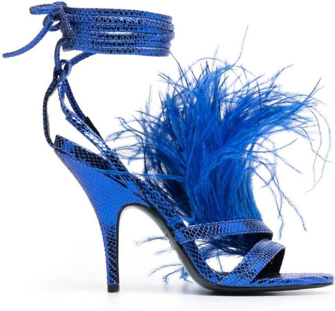 Patrizia Pepe 115mm ankle-tie leather sandals Blue