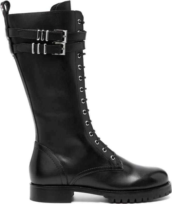 Patrizia Pepe 30mm lace-up leather boots Black